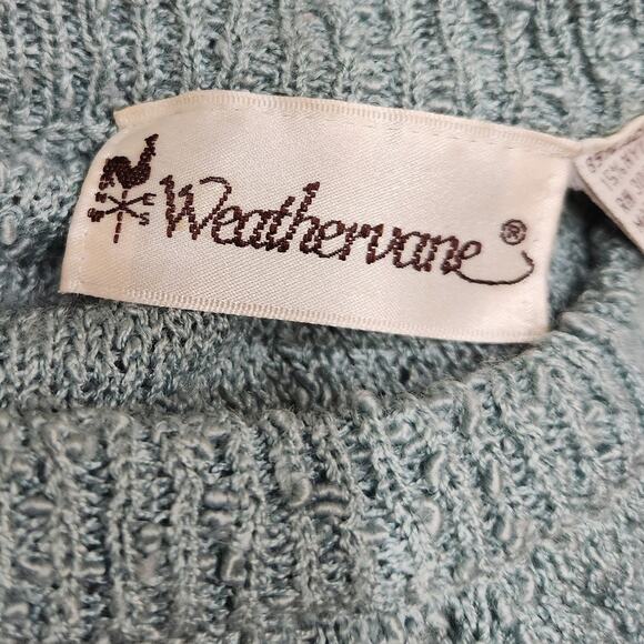 Vintage Weathervane Short Sleeve Cable Knit Sweater Sky Blue Size Medium - Picture 7 of 9